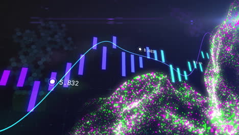 animación del procesamiento de datos financieros en el mundo de las conexiones