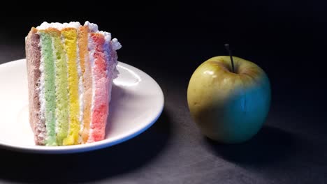 rainbow cake and apple