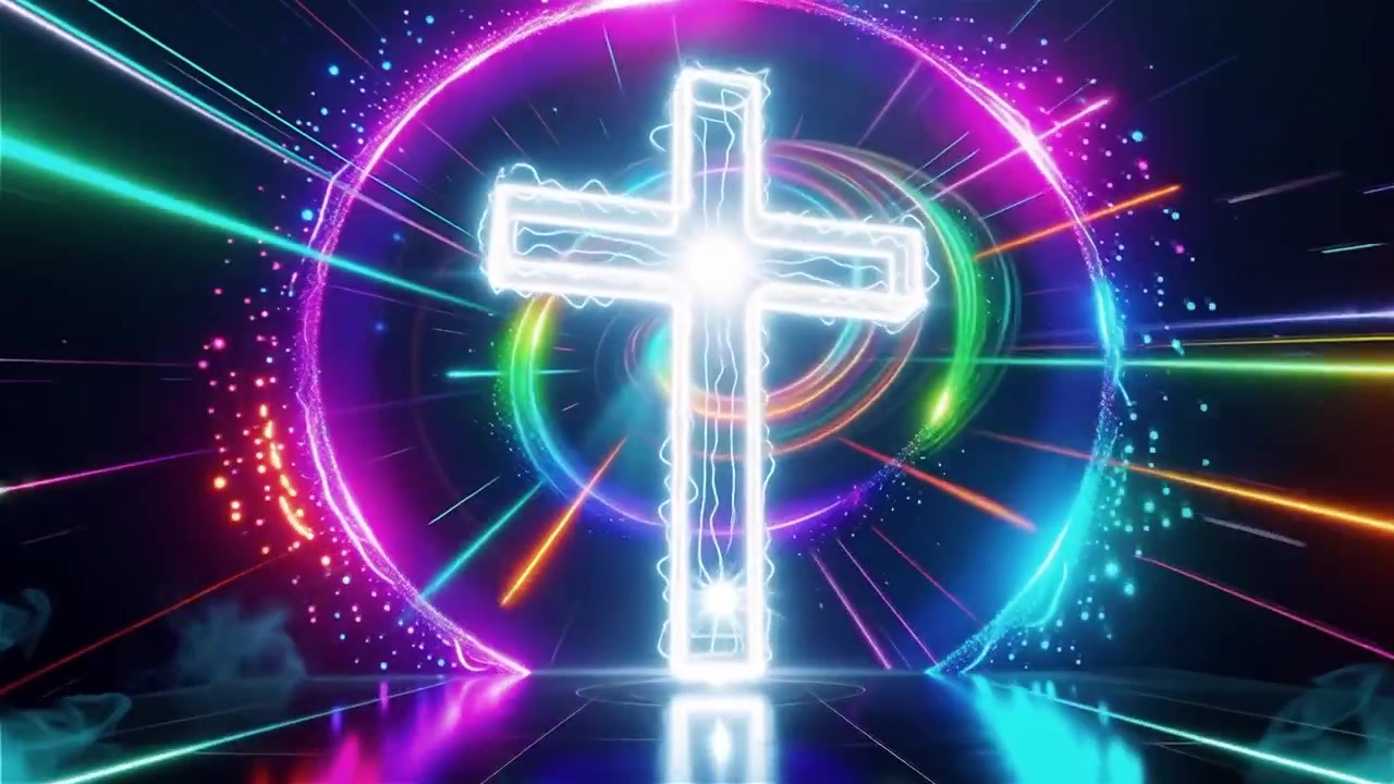Croce Cristiana Luce Celestiale Sfondo per il Culto.