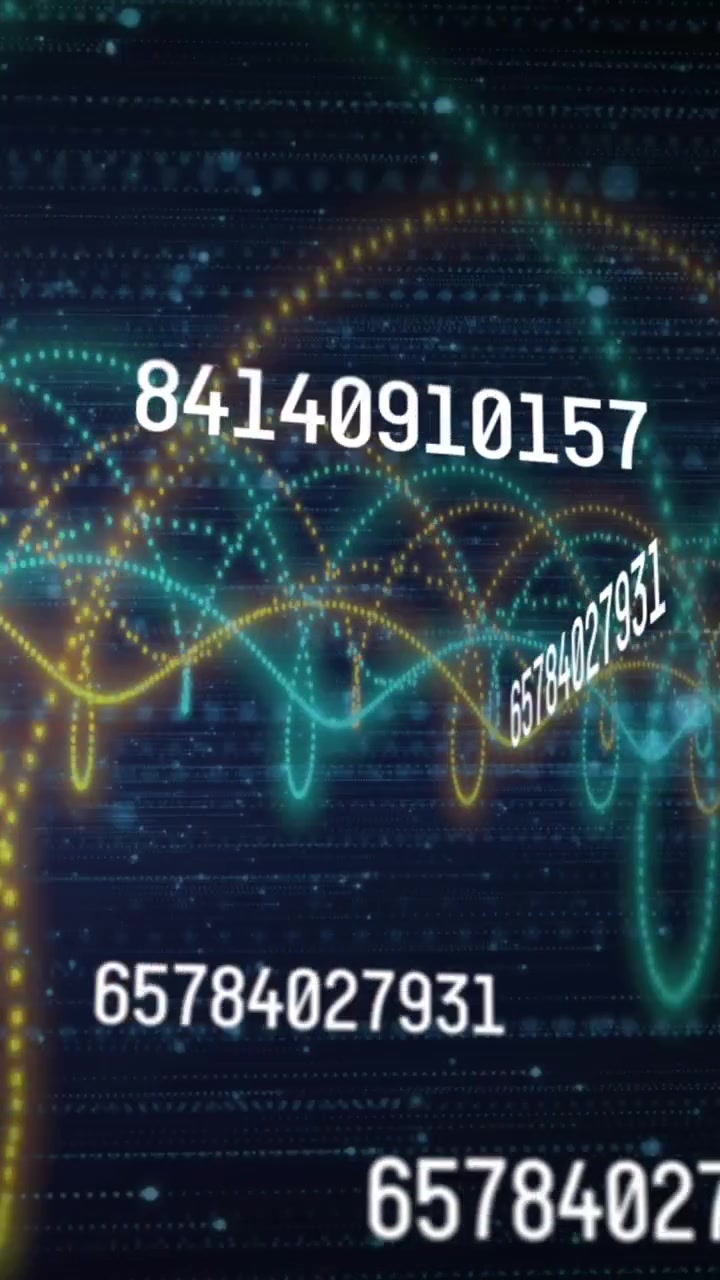 Animazione dell'elaborazione dati su filamenti di DNA e numeri
