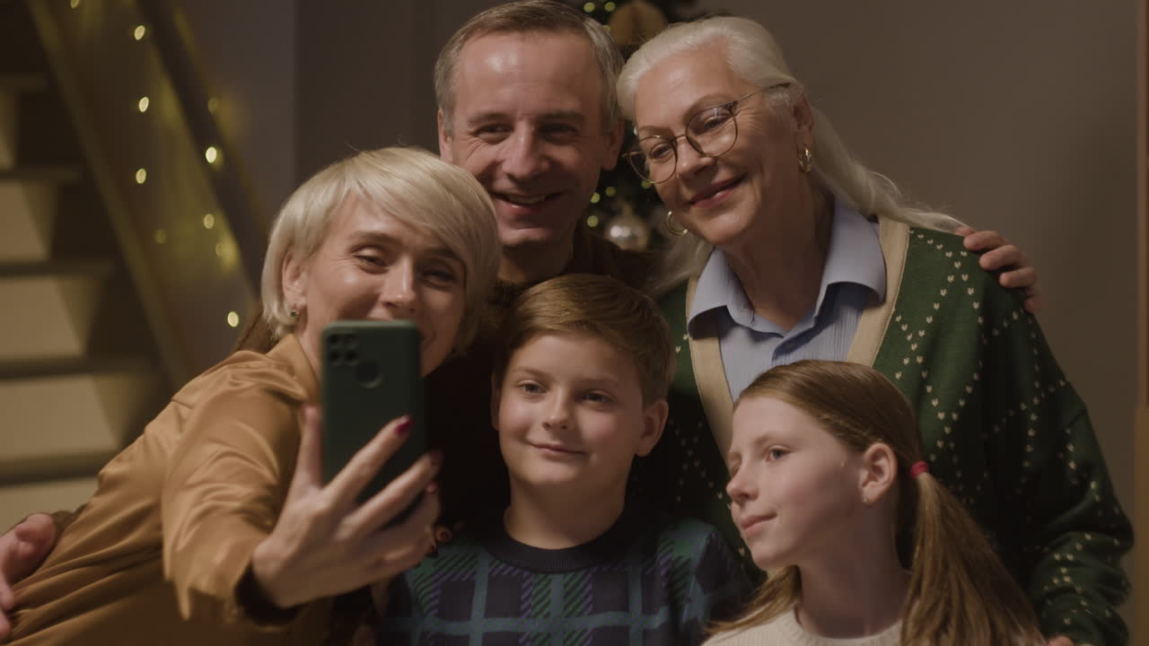 Family taking a Christmas selfie