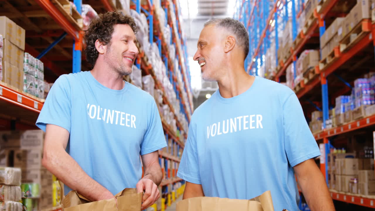 Warehouse worker doing a charitable work 