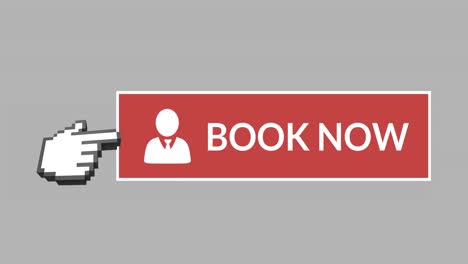 book now button with pointing hand 4k