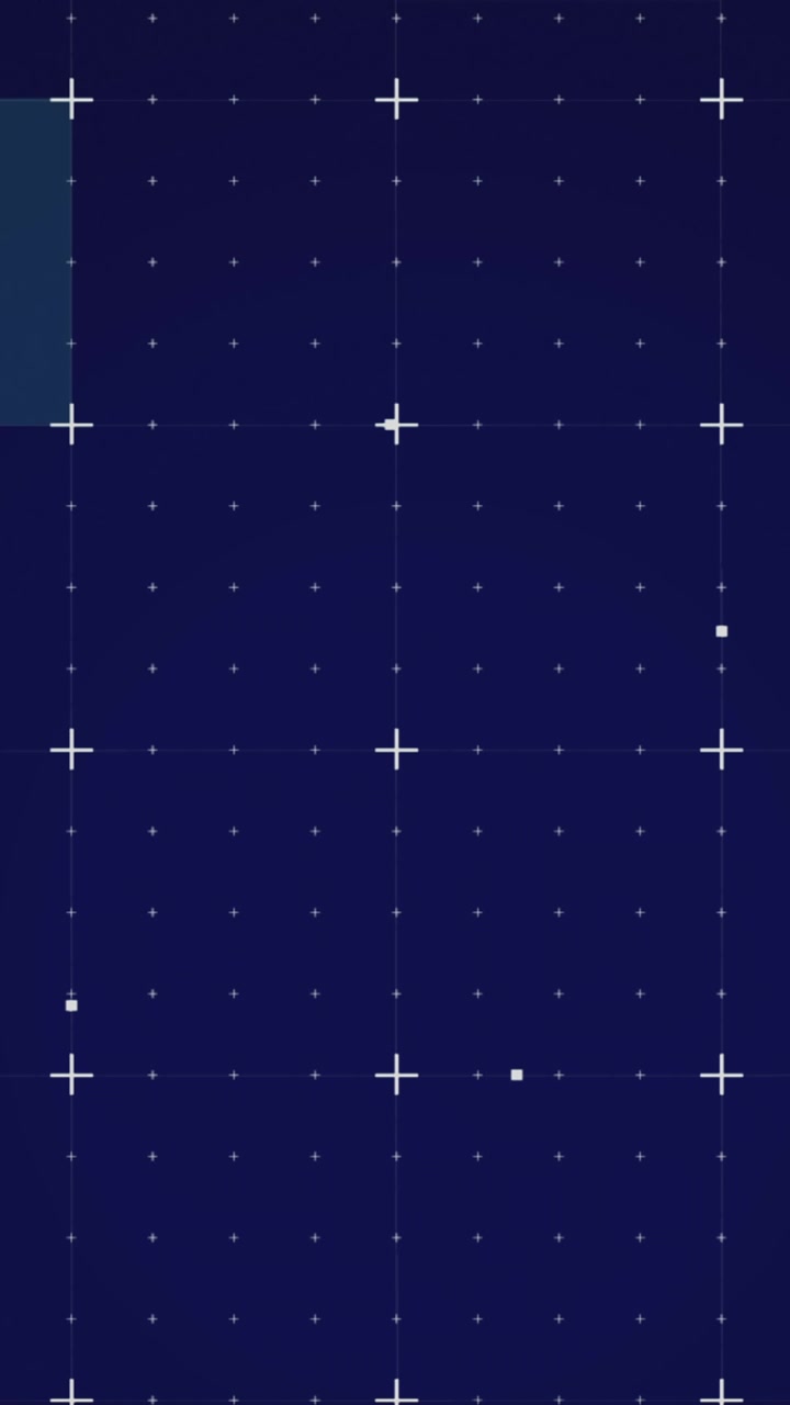 Animation of changing square shapes over grid network against blue background with copy space