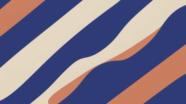 Abstract Motion Graphic with Wavy Diagonal Stripes in Blue and Beige