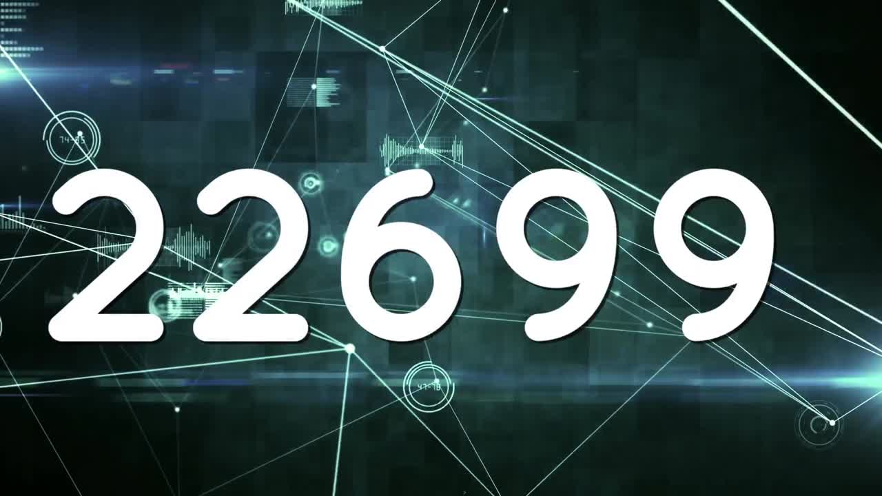 animación de números que cambian a través de la red de conexiones con las estadísticas