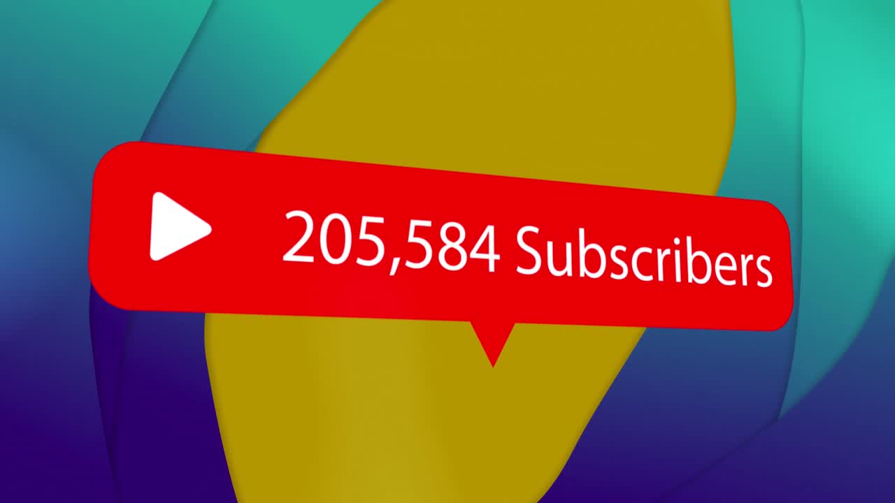 Animation of number of subscribers growing over colorful shapes