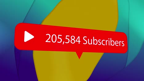 Animation-of-number-of-subscribers-growing-over-colorful-shapes
