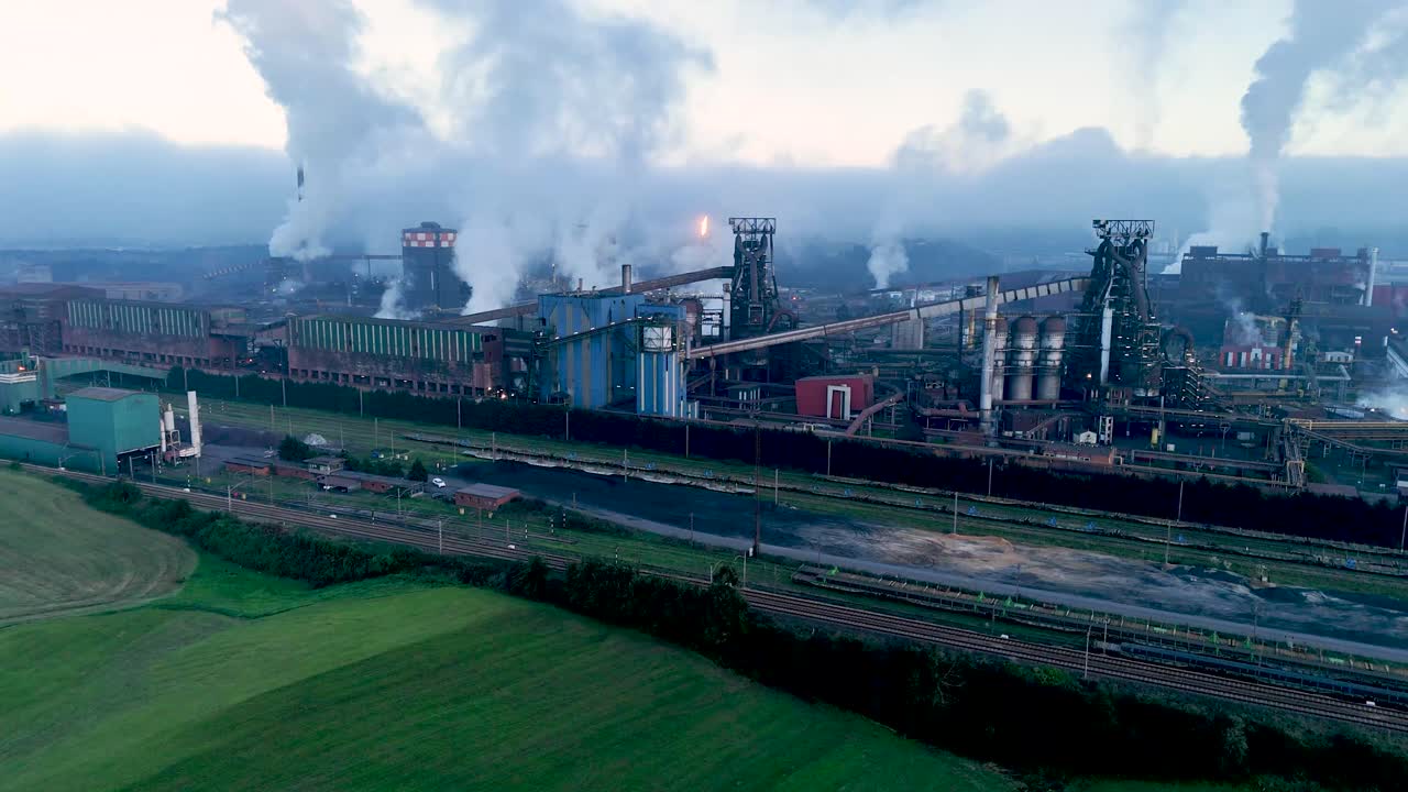 Aerial View of a Large Steel Factory