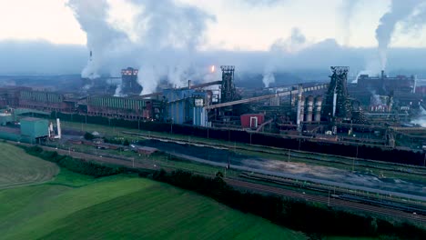 aerial view of a large steel factory