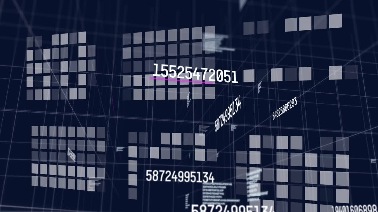 animación del procesamiento de datos sobre un fondo oscuro