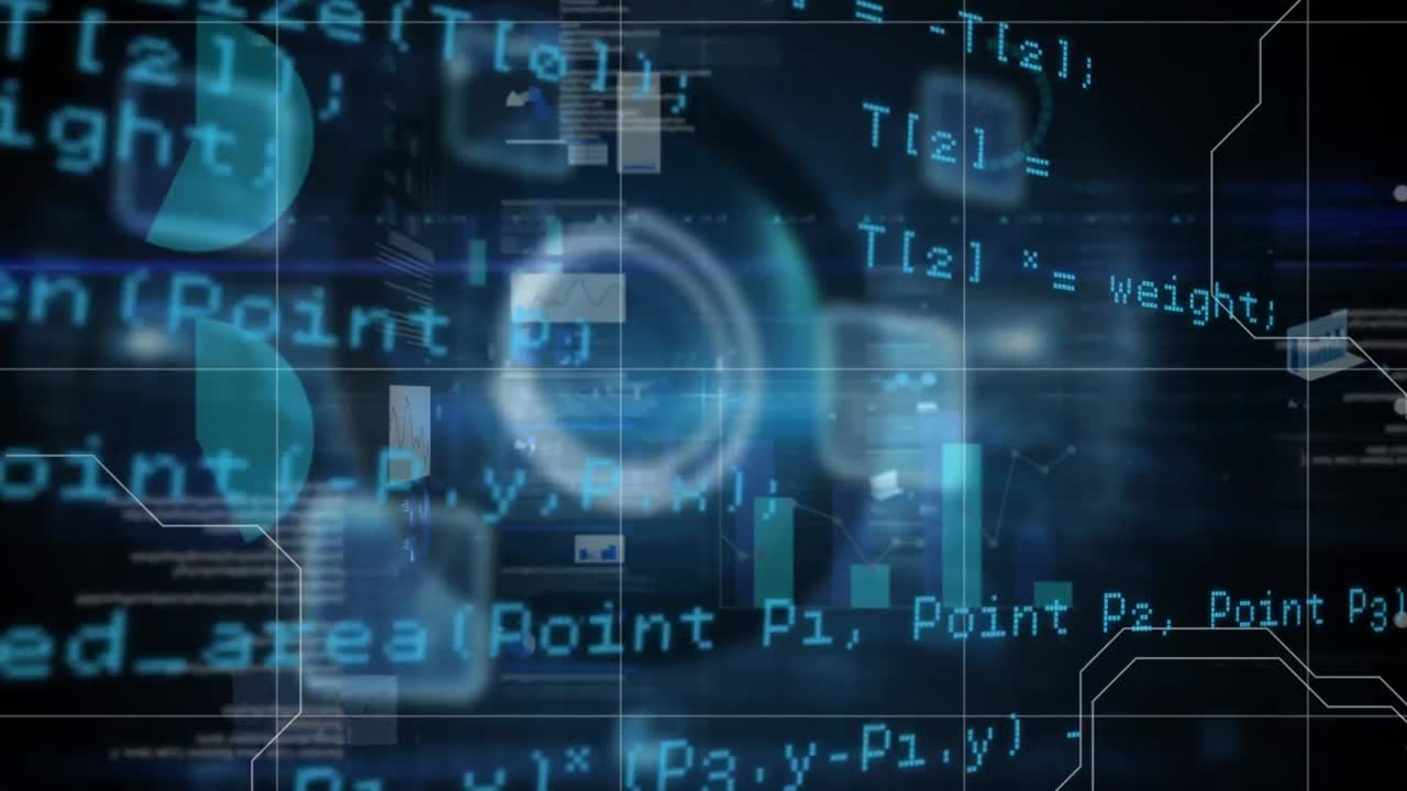 animación del procesamiento de datos sobre un fondo negro