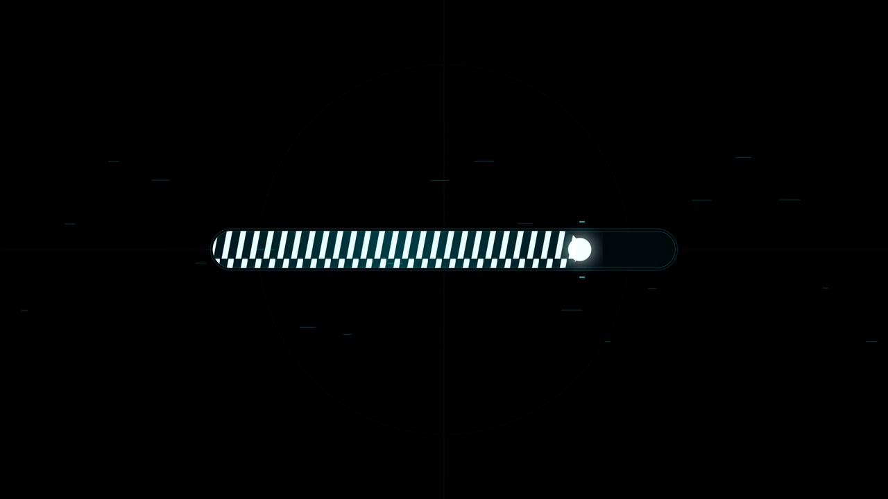 Digital Loading Progress Bar Animation on Black Background