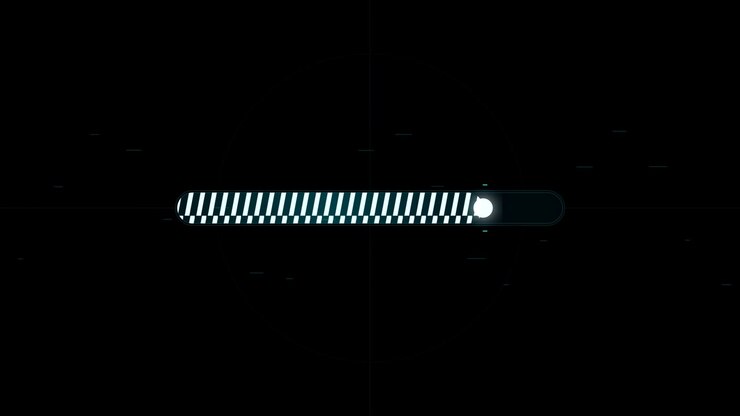 Digital Loading Progress Bar Animation on Black Background
