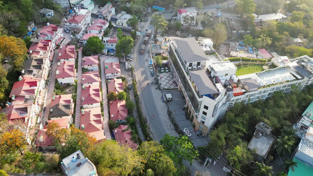 beautiful morning Rishikesh drone moving left to right view in india