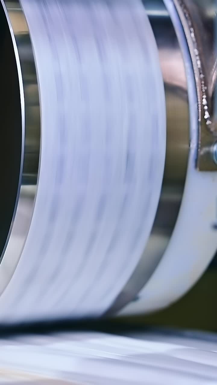 Una fabbrica per la produzione di pannolini. Produzione di un grande lotto di pannolini su una macchina speciale.
