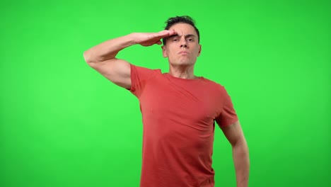 man doing the military salute. medium shot.