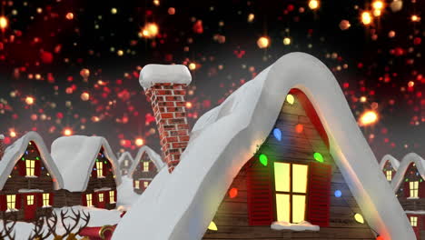 animation of stars falling colorful lights over houses with fairy lights