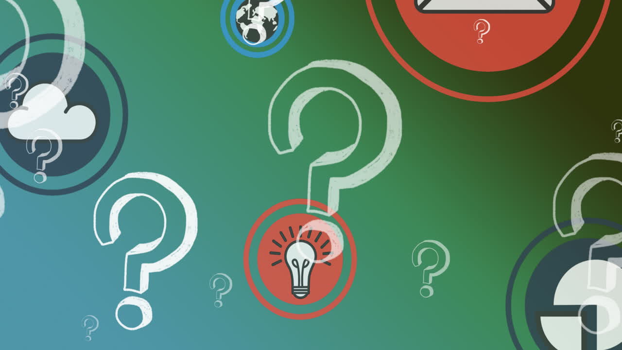 녹색 배경에 있는 미디어 아이콘의 애니메이션