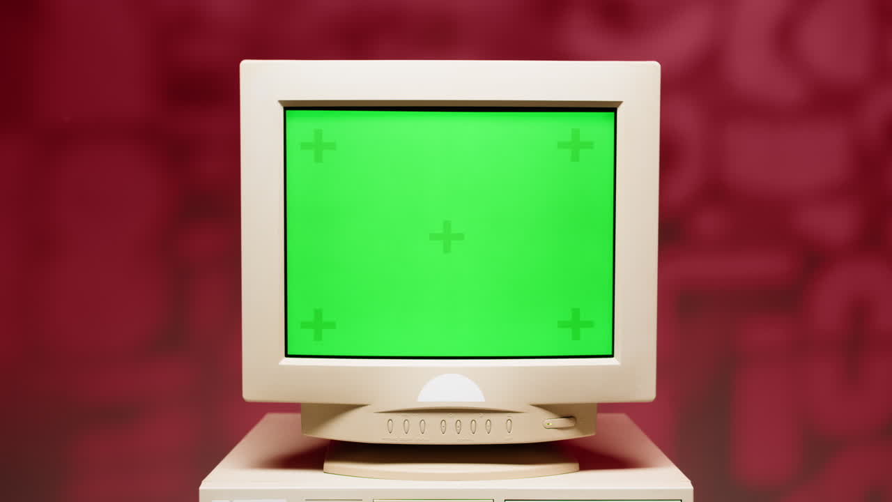 Vintage Computer Monitor with Green Screen