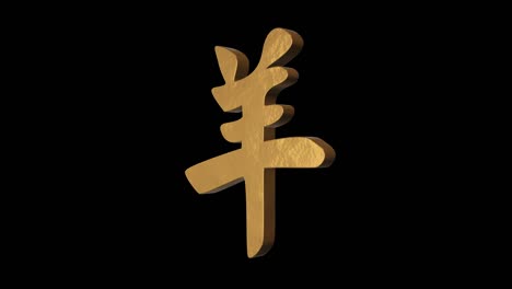 ram hieroglyph chinese horoscope. metal gold. alpha channel