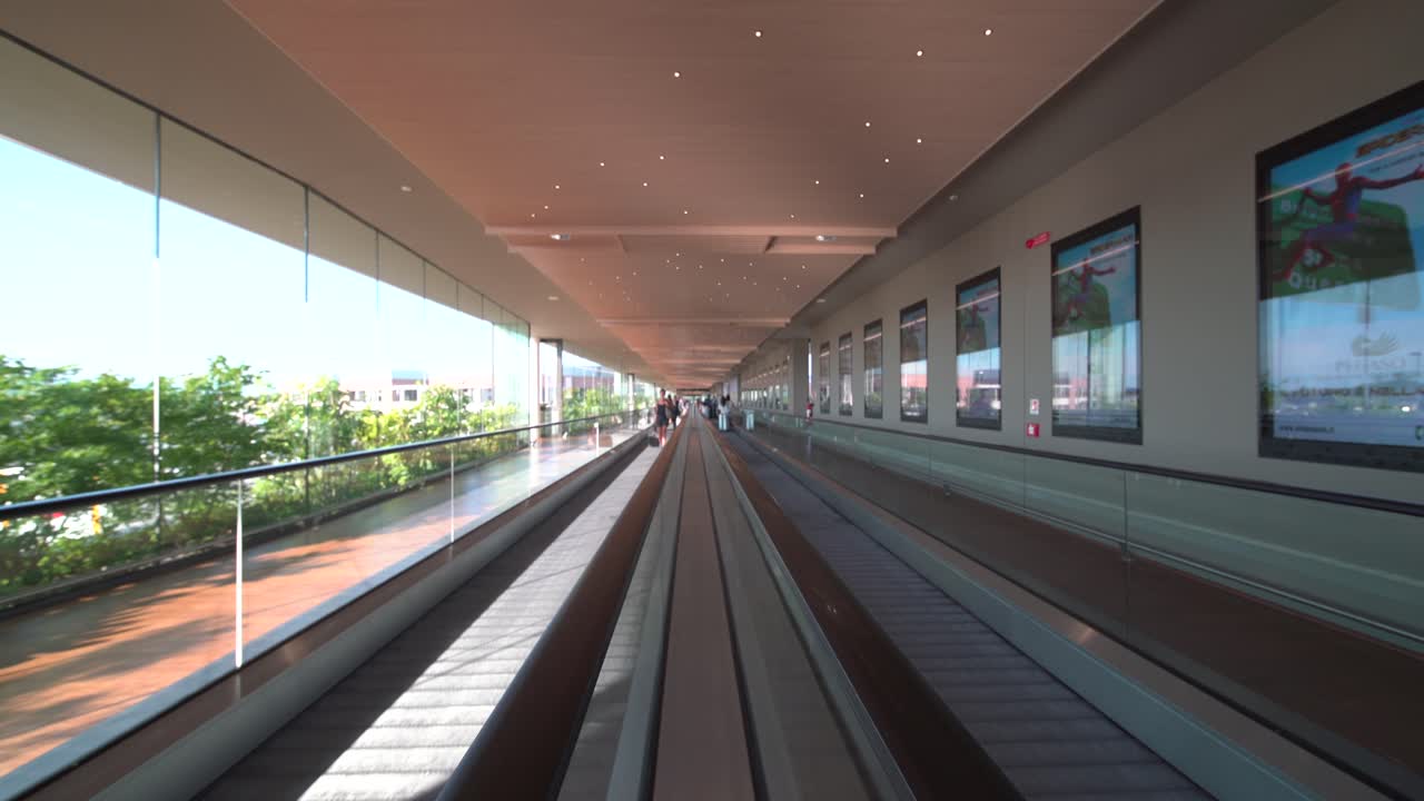 POV View In Middle Of Moving Walking At Salzburg Airport In Austria