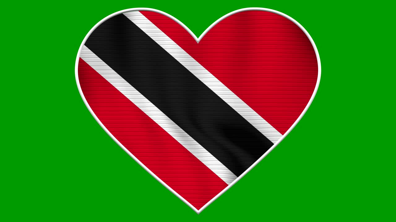 Trinidad and Tobago Heart Love Flag Loop - Realistic 4K flag waving in the wind