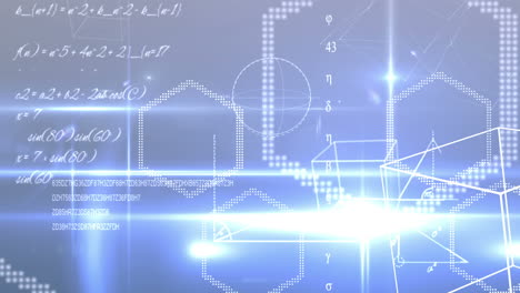 Math-equations-and-shapes-on-blue-background