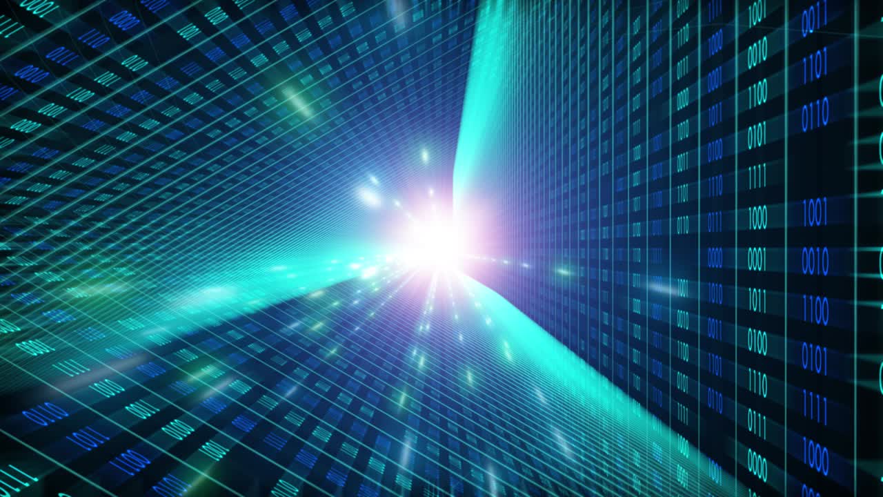 Binary Code Background. Cloud Computing, IOT And Artificial Intelligence (AI) Concept