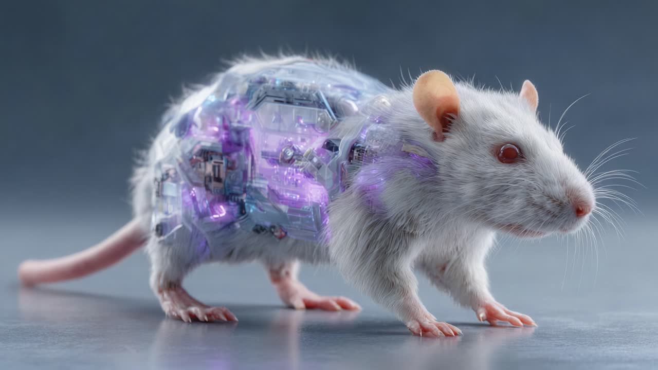 En cybernetisk gnaver: En undersøgelse af fusionen mellem natur og teknologi gennem en futuristisk mus med et biomekanisk design