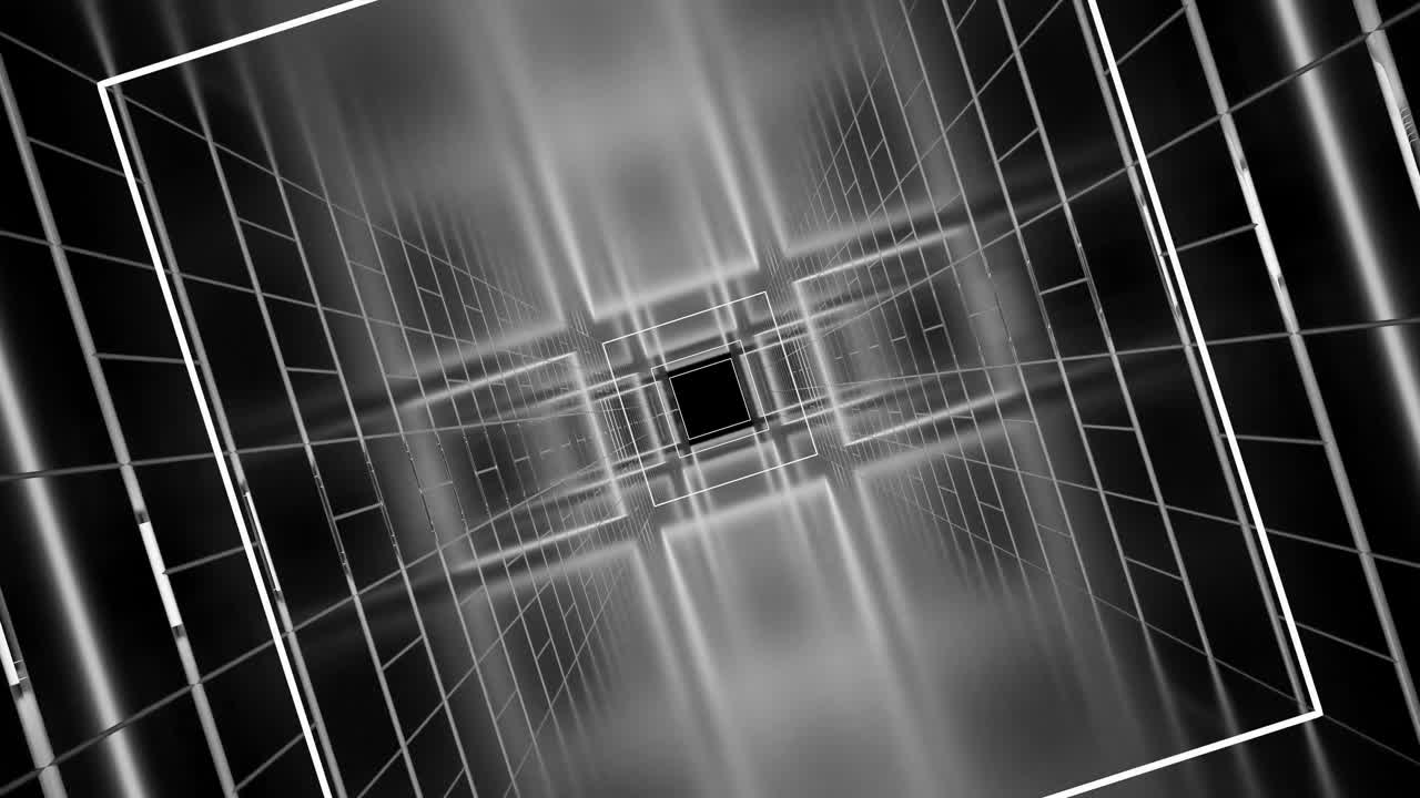 Seamless Loop of a Futuristic Digital Grid Tunnel