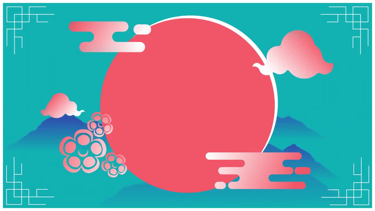 중국 신년 을 위한 분홍색 원 의 애니메이션