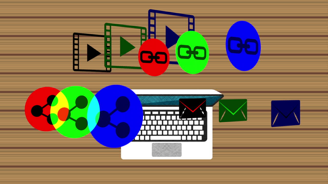 소셜 미디어 기술을 가진 노트북