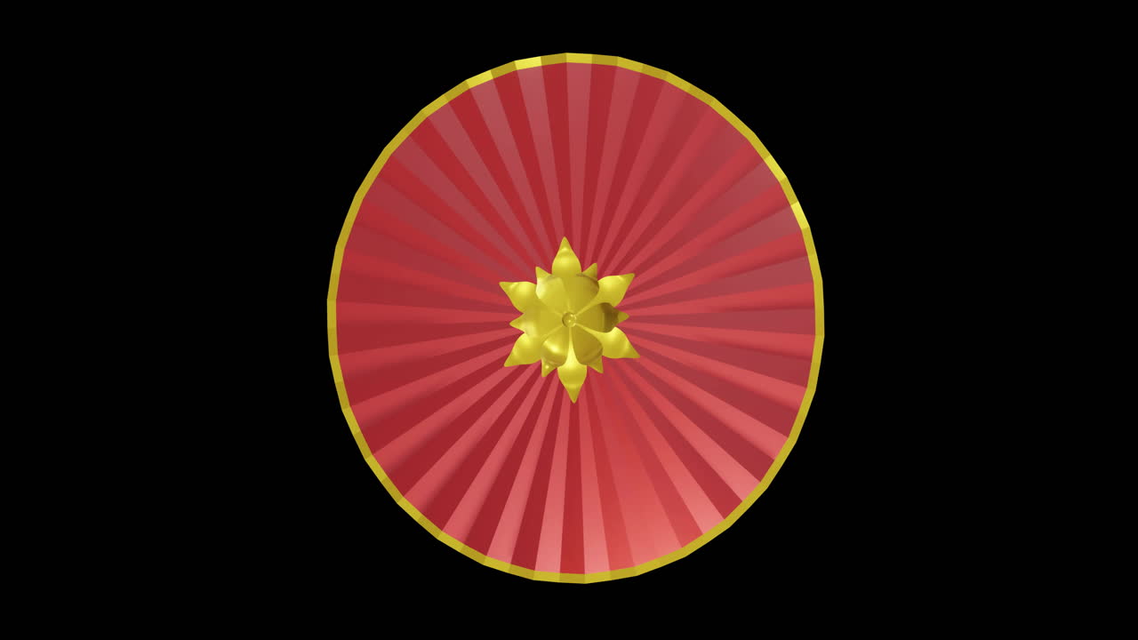 animación de patrón floral chino rojo y dorado en fondo negro