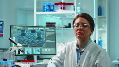 Portrait-of-scientist-nurse-looking-exhausted-at-camera