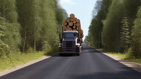 logging truck hauling logs on a forest road