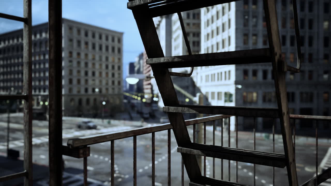 вид на город с пожарной лестницы