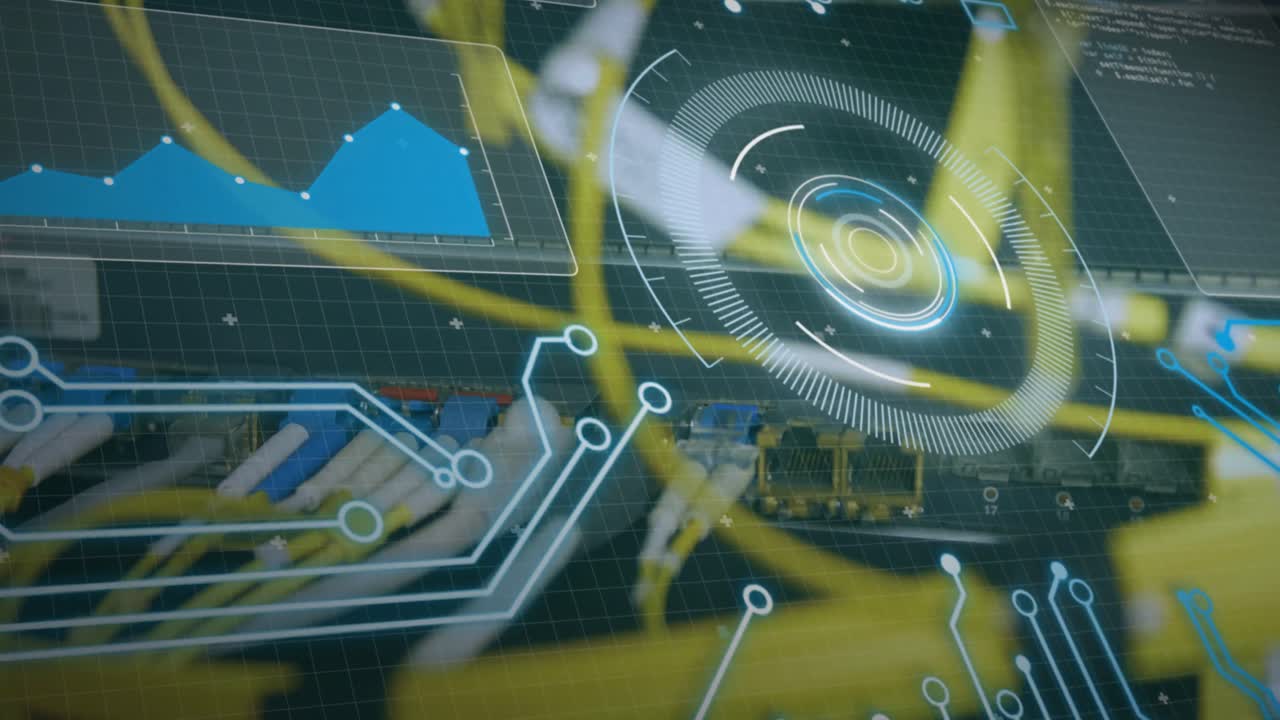 Animation of data processing over server room