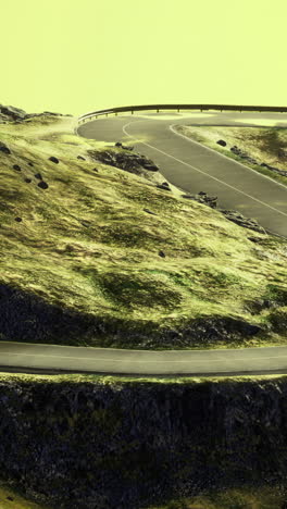 winding road through rolling hills under a muted sky at twilight