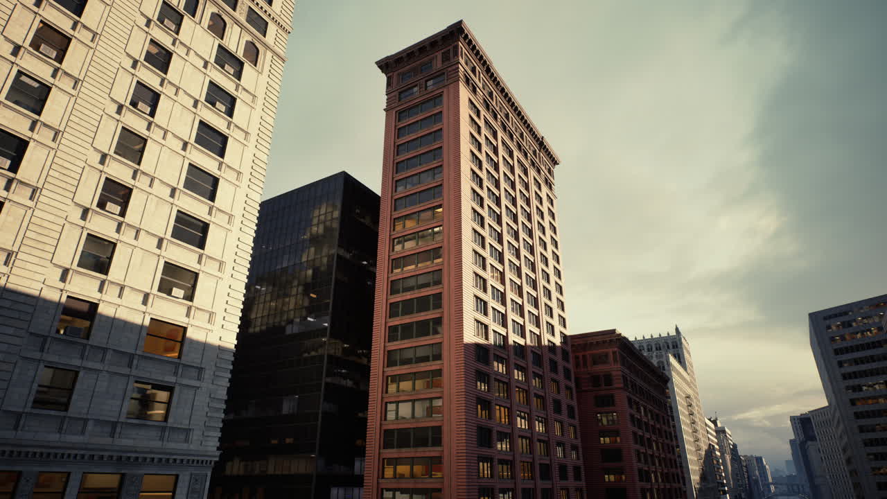 Las luces del atardecer resaltan imponentes edificios de ladrillo y detalles intrincados