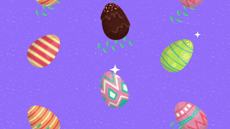 happy easter animated card with eggs painted pattern