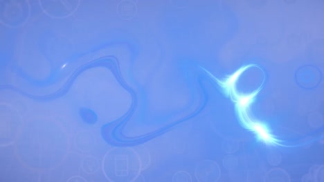 Animation-of-glowing-blue-waves-over-social-icons