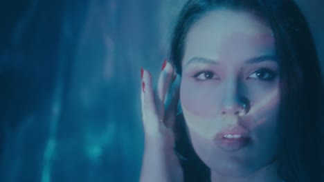 woman in a blue light