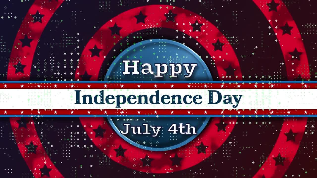 미국  ⁇ 발 패턴 위의 독립기념일 텍스트의 애니메이션