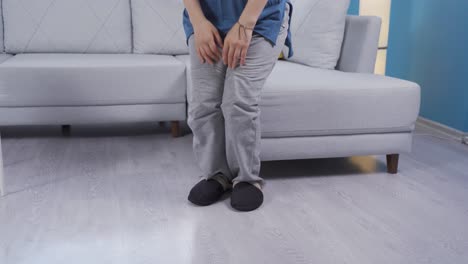 woman wearing slippers.