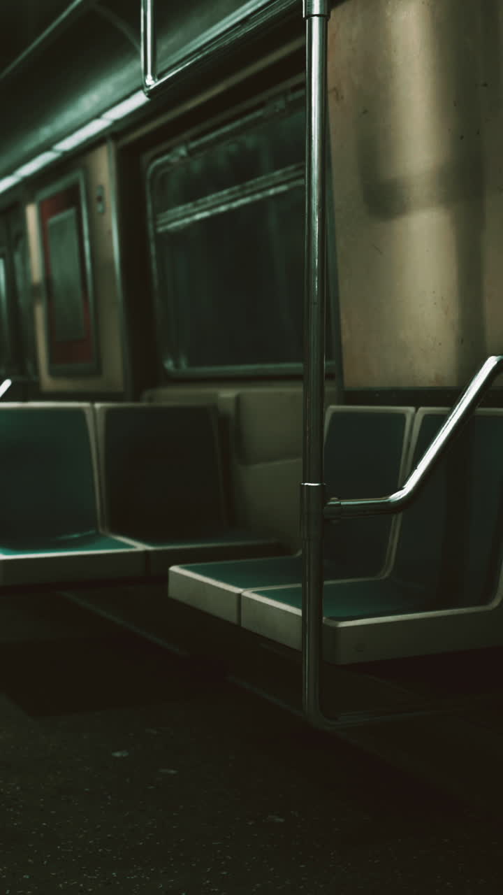 Interno di un vagone della metropolitana vuoto
