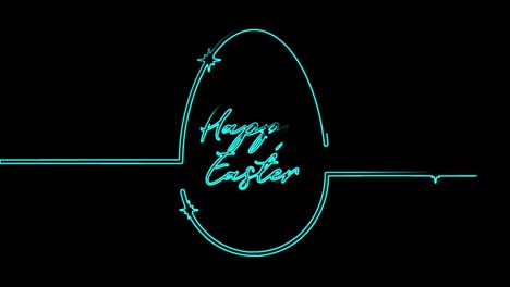 happy easter eggs seamless animation with neon lines. video 4k animation of glowing neon abstraction easter holiday on black background.