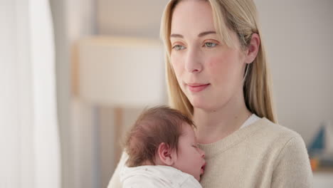 recién nacido, amor y madre con bebé para dormir