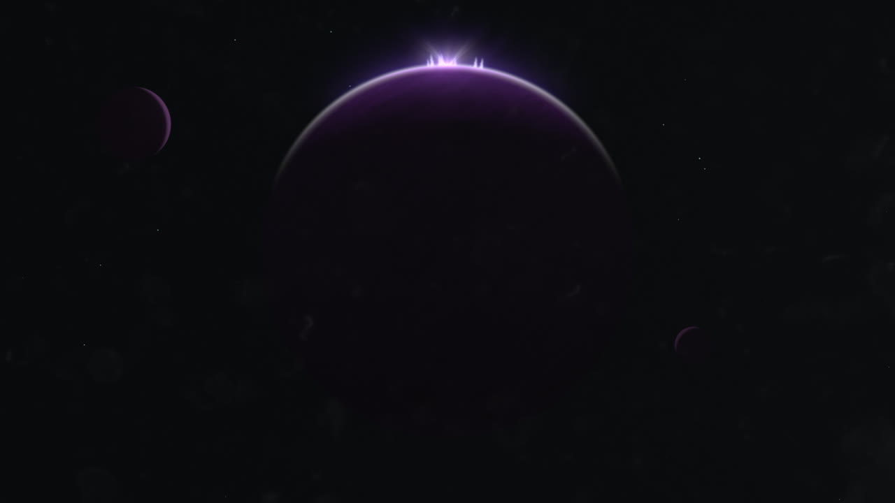 Ethereal purple sphere glowing in celestial void