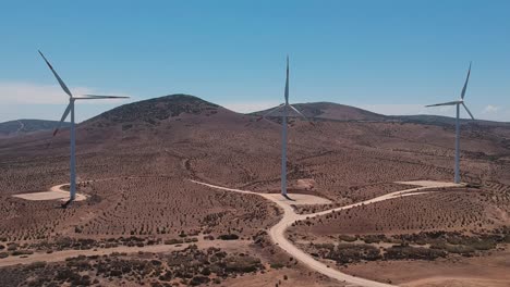 Aerial-footage-of-Eolic-turbines-in-Región-de-Coquimbo,-Chile